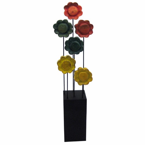 Wooden Flowers On Base